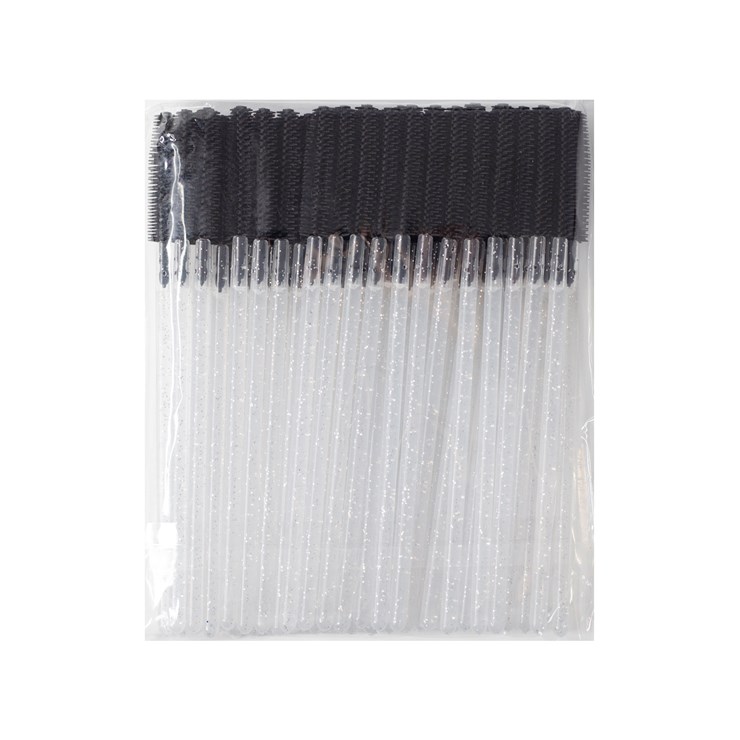 Silicone brushes black with silver glitter, 1 pc. 50 pcs