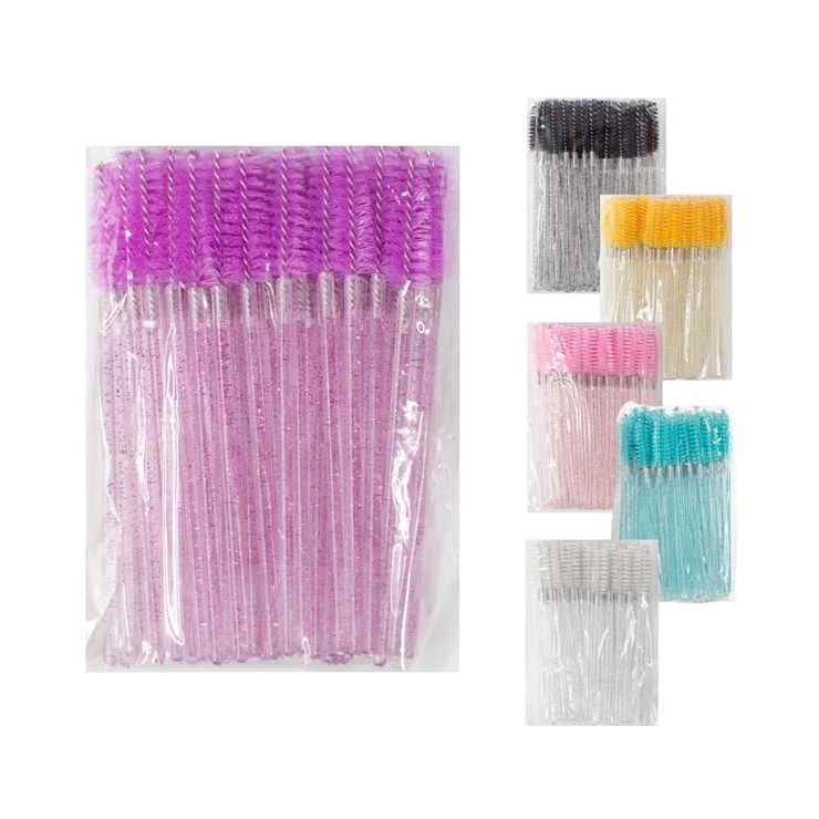 Щеточки нейлоновые с блестками фиолетовые упаковка 50 шт