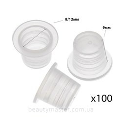 Plastic caps with flat bottom and rim, size S 100 pcs