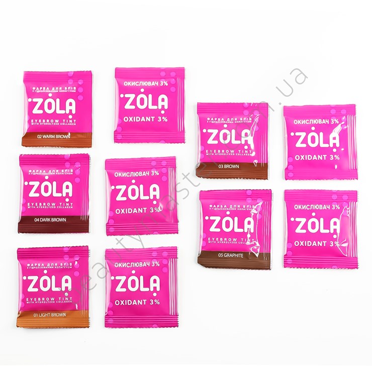 ZOLA Set of 5 colors with oxidizer in sachets Innovative Coloring System