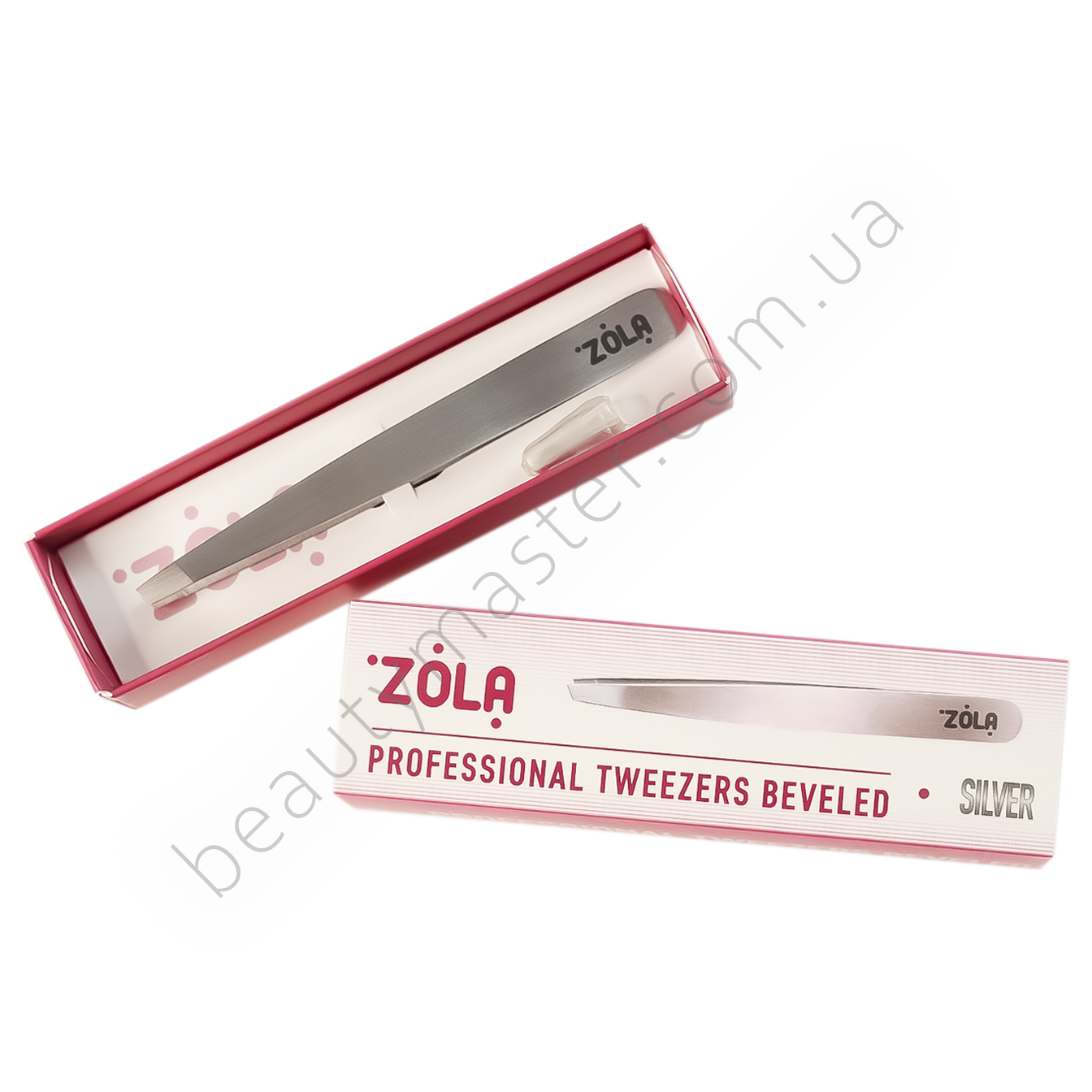 ZOLA Пінцет для брів SILVER скошений
