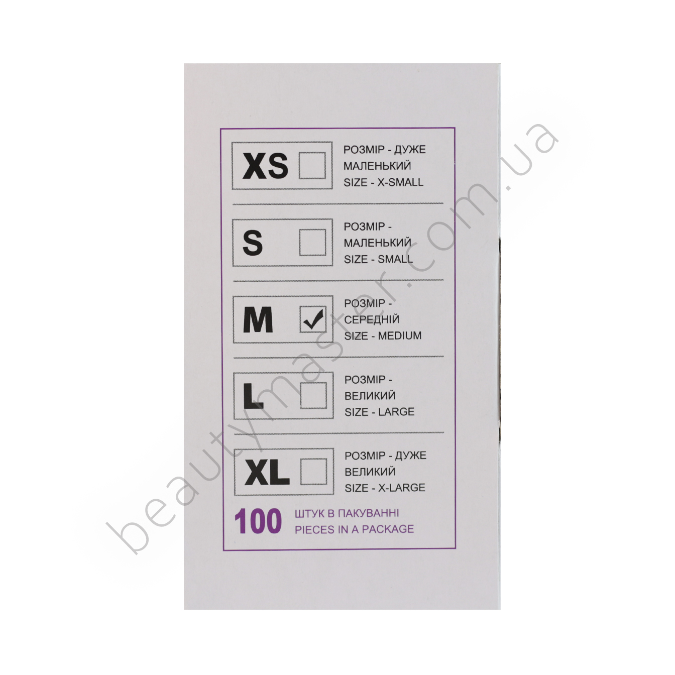 SEF Перчатки виниловые, прозрачные, размер M, пачка 100 шт