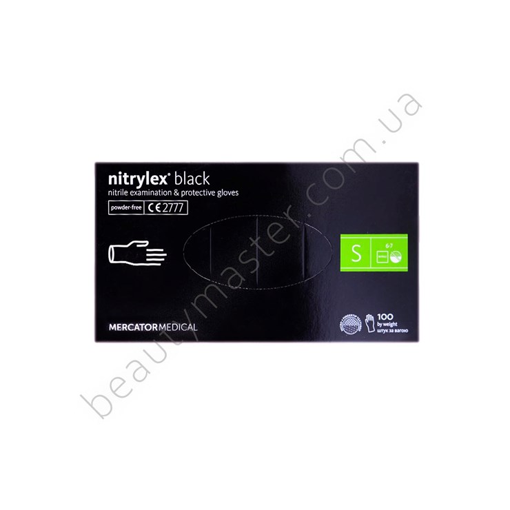 Nitrylex Перчатки Black нитриловые, черные, р.S, пачка 100шт