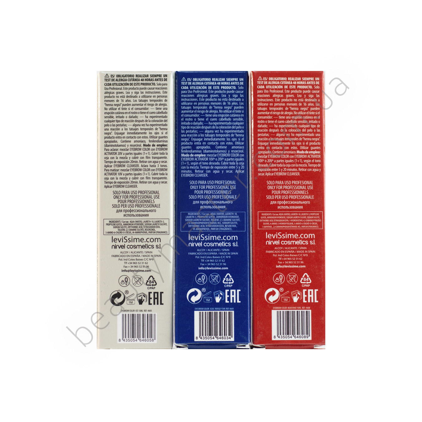 Levissime Eye brow color Corrector set (A-66 indigo, i-11 ice, R-5 red wine)