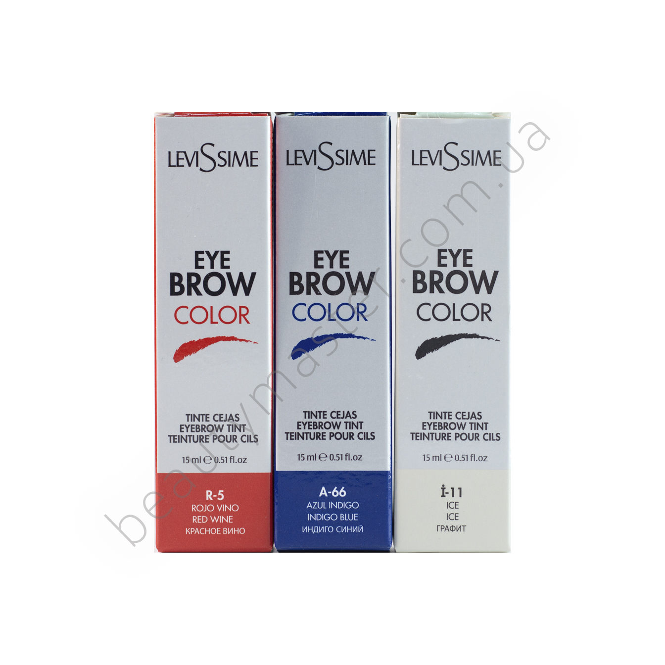 Levissime Eye brow color Corrector set (A-66 indigo, i-11 ice, R-5 red wine)