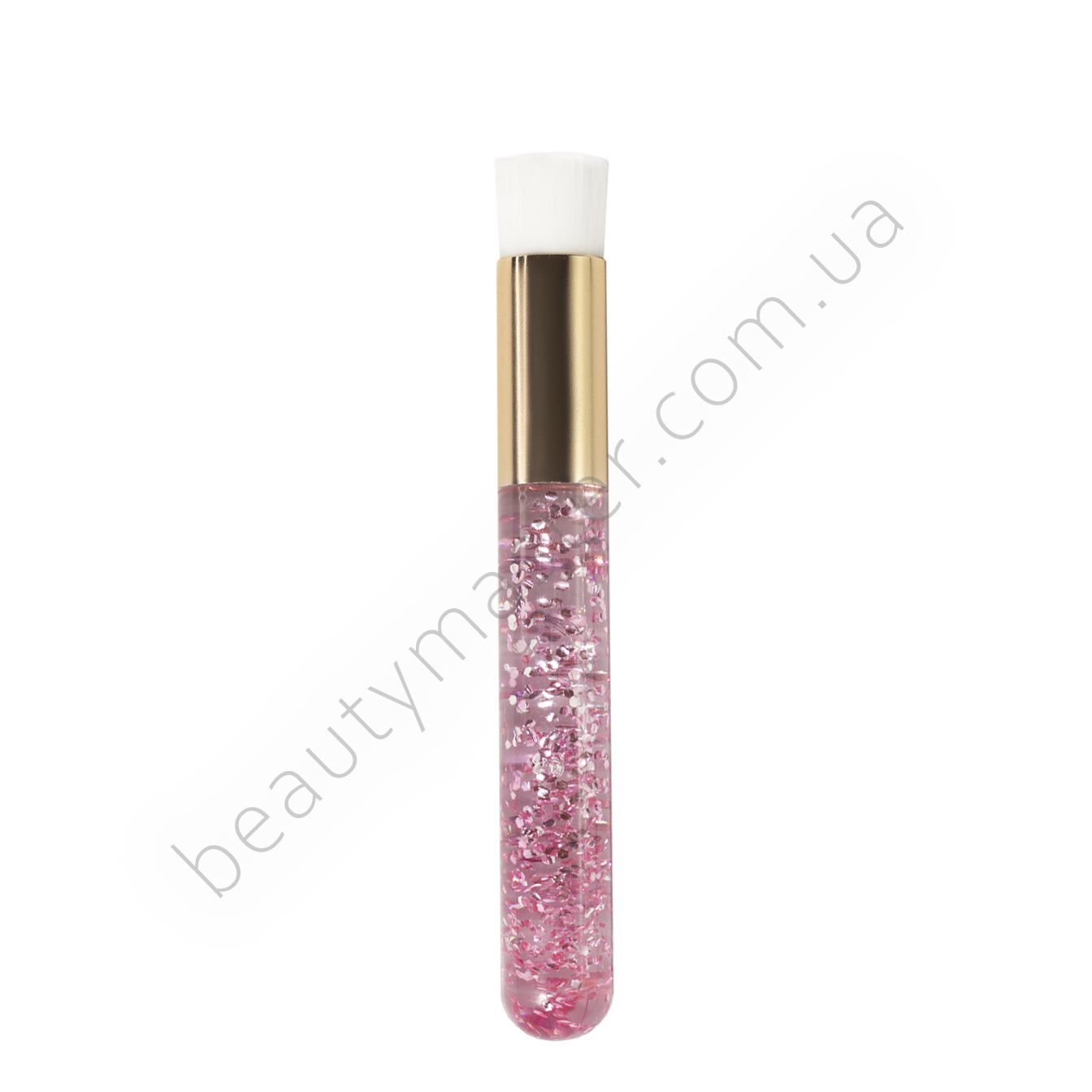 Кисть для очищения ресниц и бровей розовая блестящая