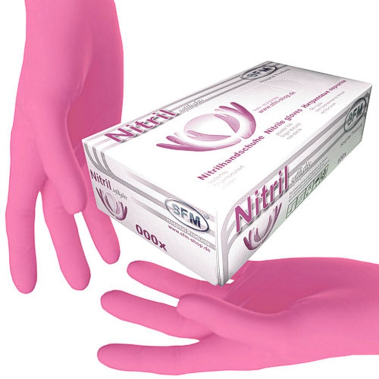 Rękawice nitrylowe SEF SFM (3,4 g), różowe, rozmiar XS, opakowanie 100 szt.