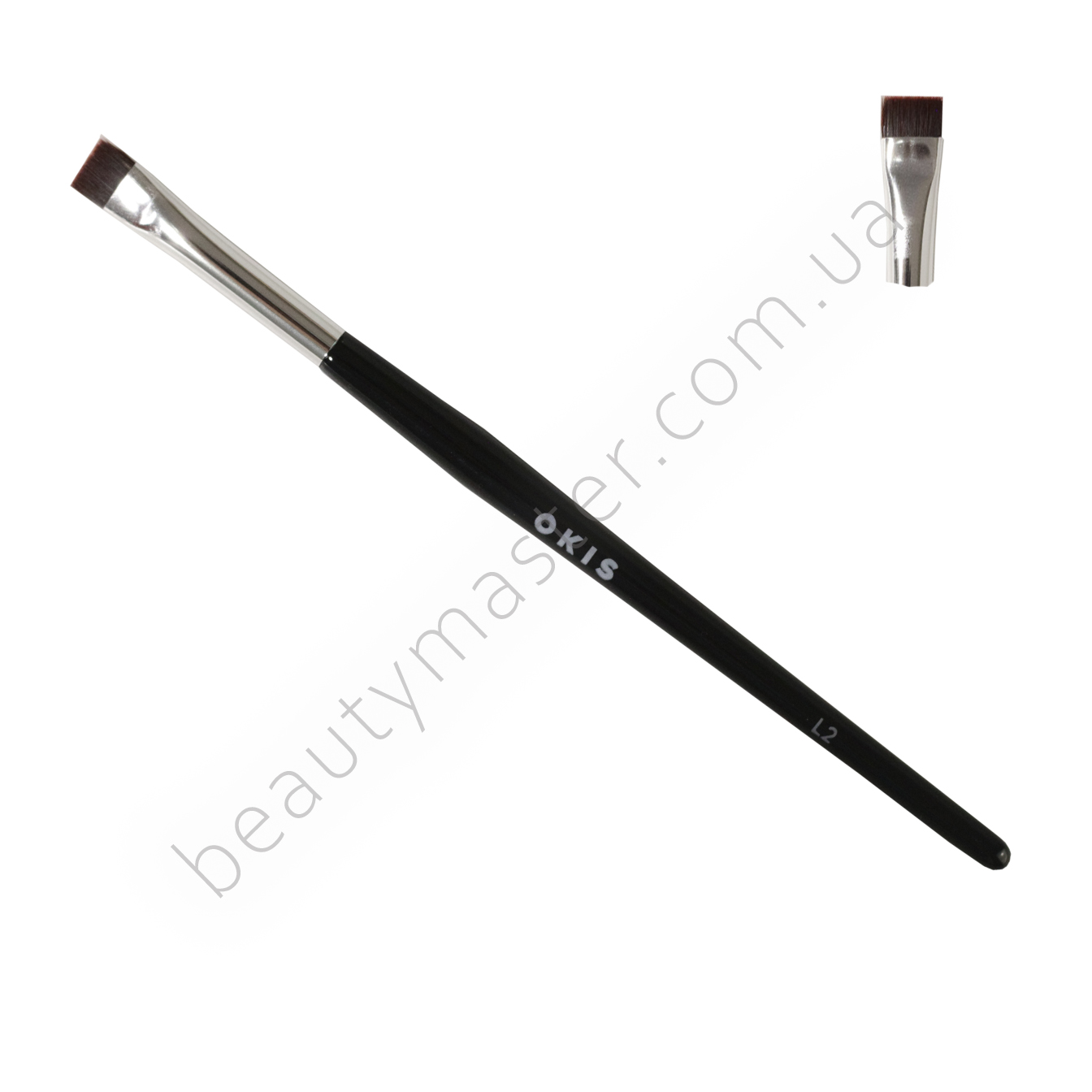 OKIS BROW Пензель L2 black прямий для підчищення ліній з нейлону