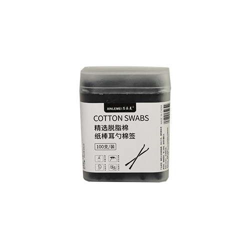 Black cotton swabs, double-sided (round/flat) 100 pcs