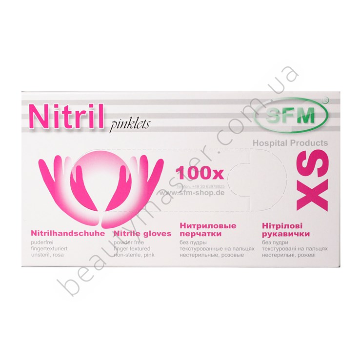 Guantes de nitrilo SEF SFM (3,4 g), rosa, talla XS, paquete de 100