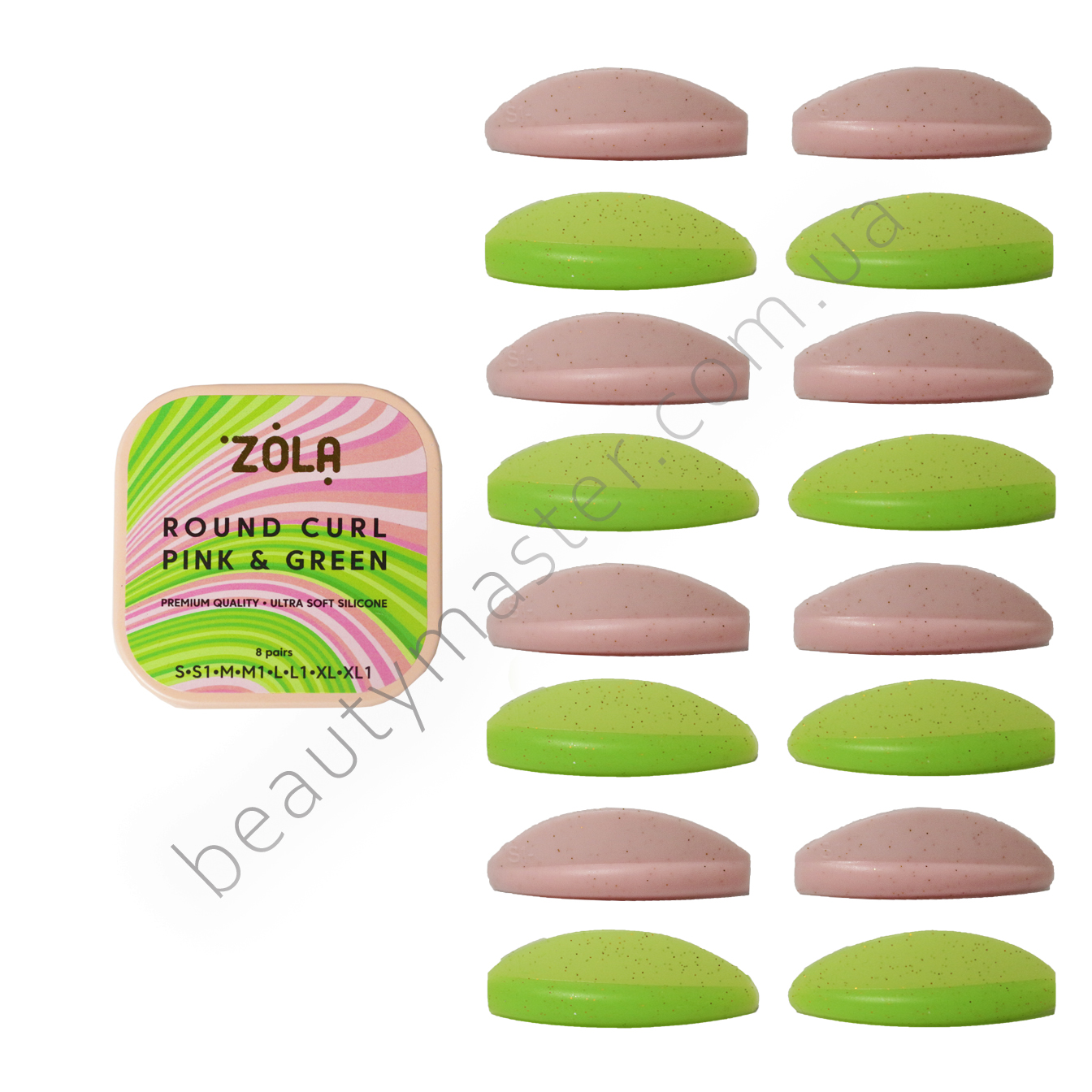 ZOLA Rollers lifting + curling Round curl rosa y verde 8 pares