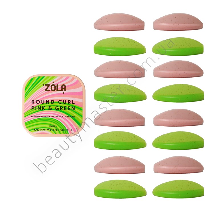 ZOLA Rollers lifting + curling Round curl pink & green 8 pairs