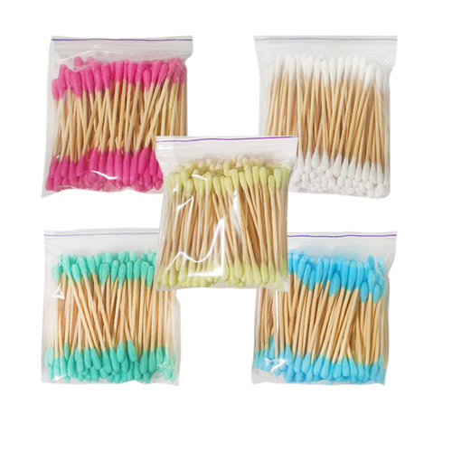 Colored cotton swabs set 5 packs of 100 pcs