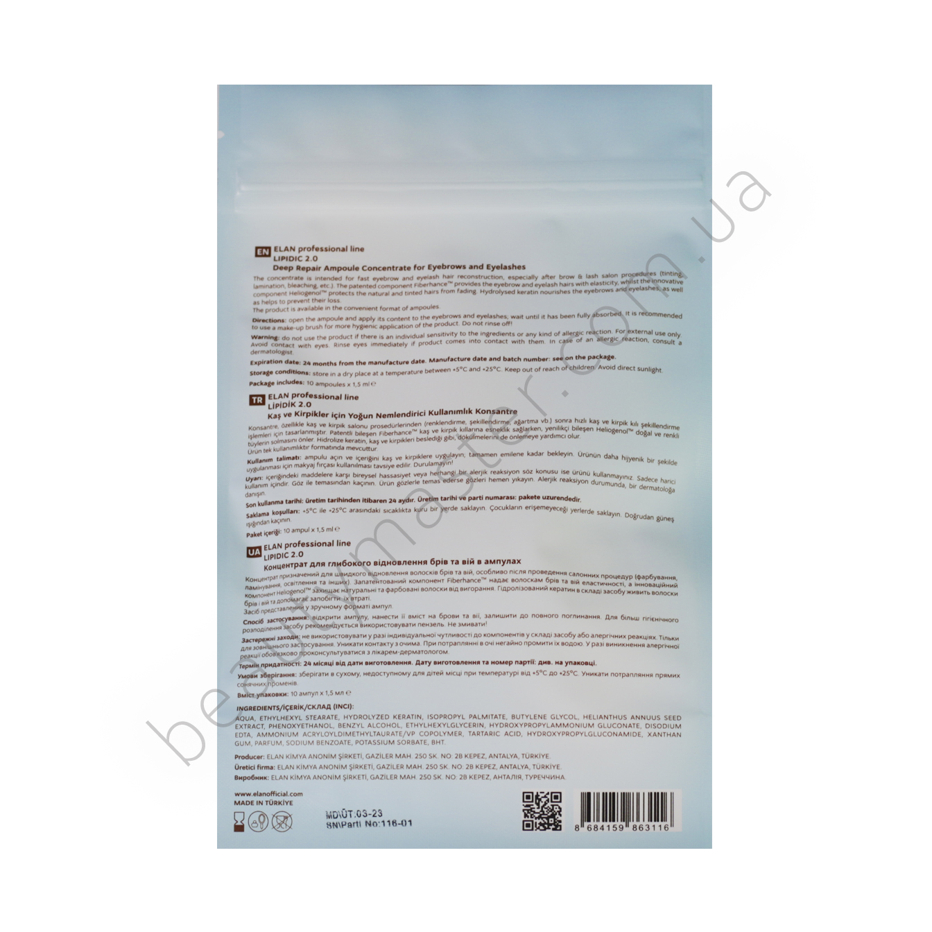 ELAN Concentrado para la reparación profunda de cejas y pestañas en monodosis LIPIDIC 2.0