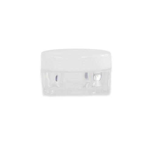 Transparent jar, square bottom, plastic 3 ml