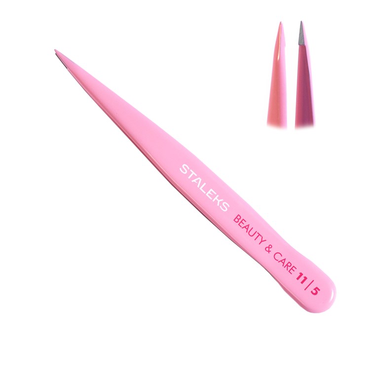 Staleks пинцет для бровей Beauty& Care 11/5 (точечный), розовый