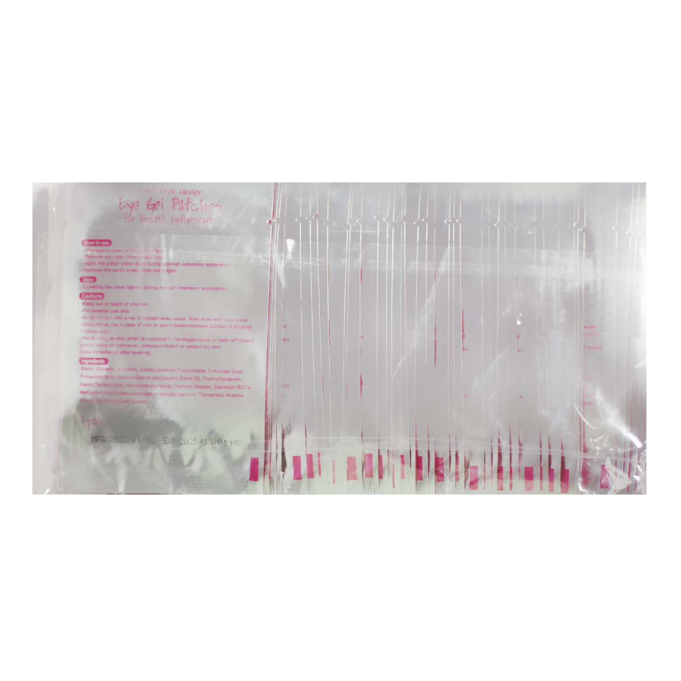 Гідрогелеві патчі для вій, малинові, набір (50 шт)