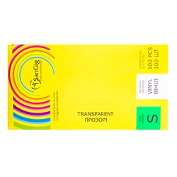 SanGig Рукавички вінілові (5,0г), прозорі, розмір S, пачка 100 шт