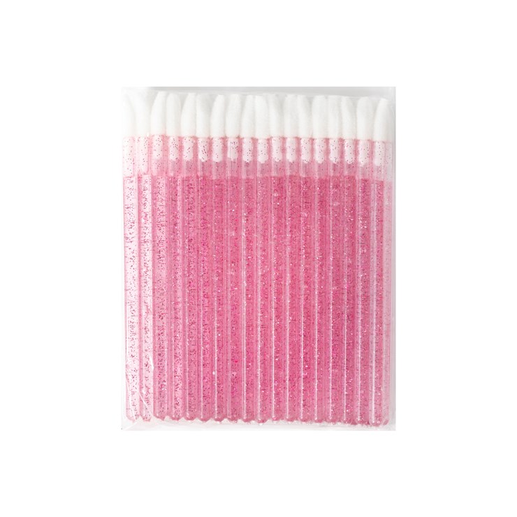 Eyelash cleaner applicators (macrobrush), pink with glitter, 50 pcs.