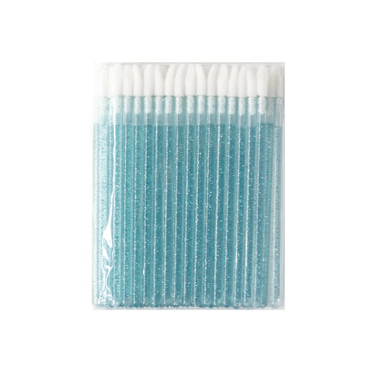 Eyelash cleaning applicators (macrobrush), blue with glitter, 50 pcs.
