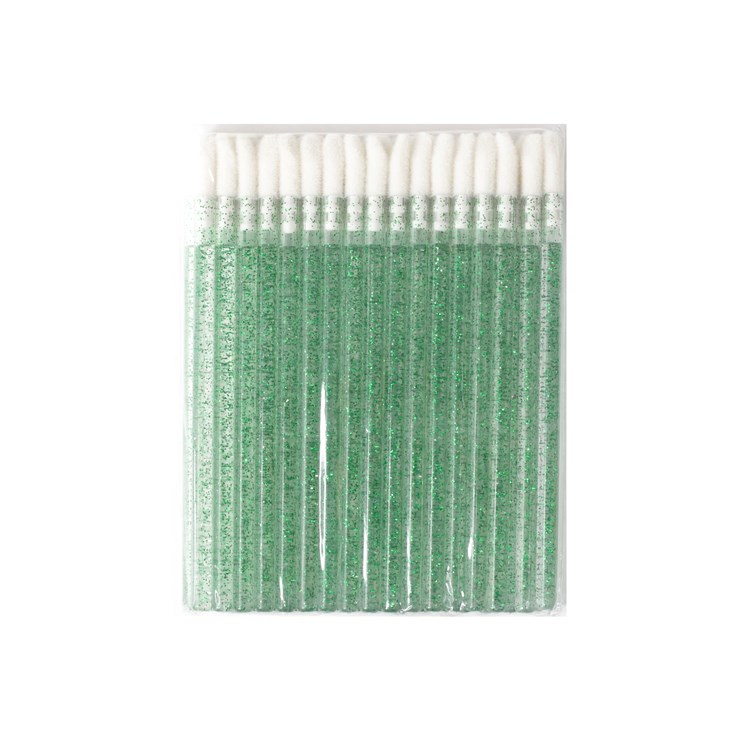 Eyelash cleaner applicators (macrobrush), green with glitter, 50 pcs.