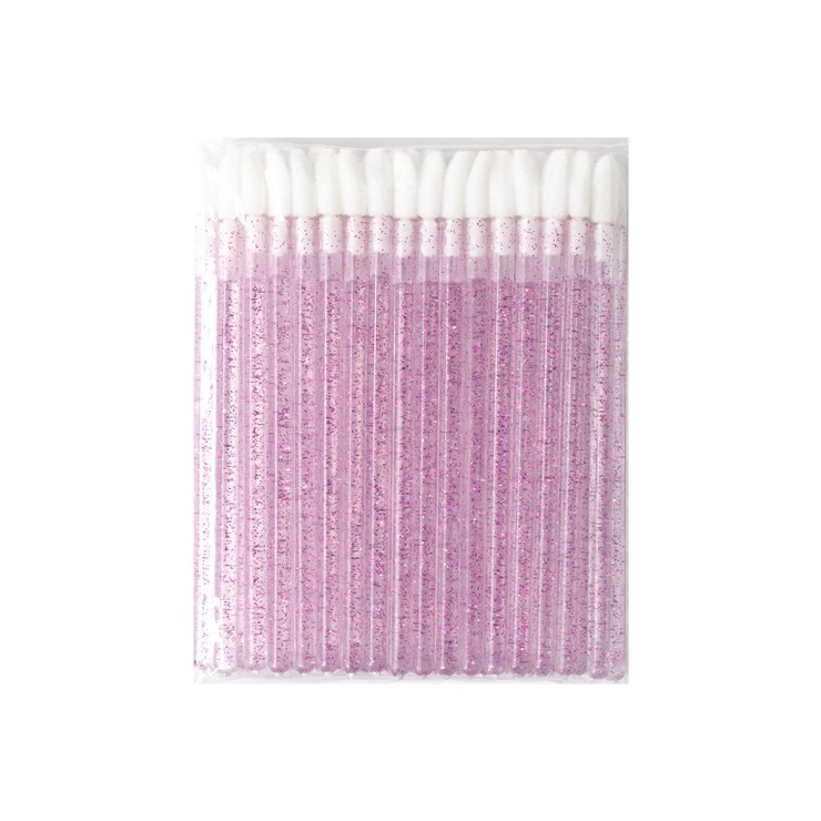 Eyelash cleaner applicators (macrobrush), lilac with glitter, 50 pcs.