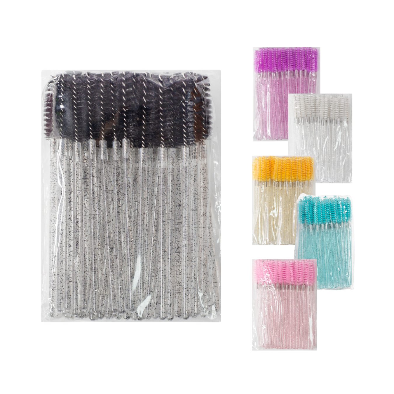 Щіточки нейлонові з блискітками чорні уп. 50 шт