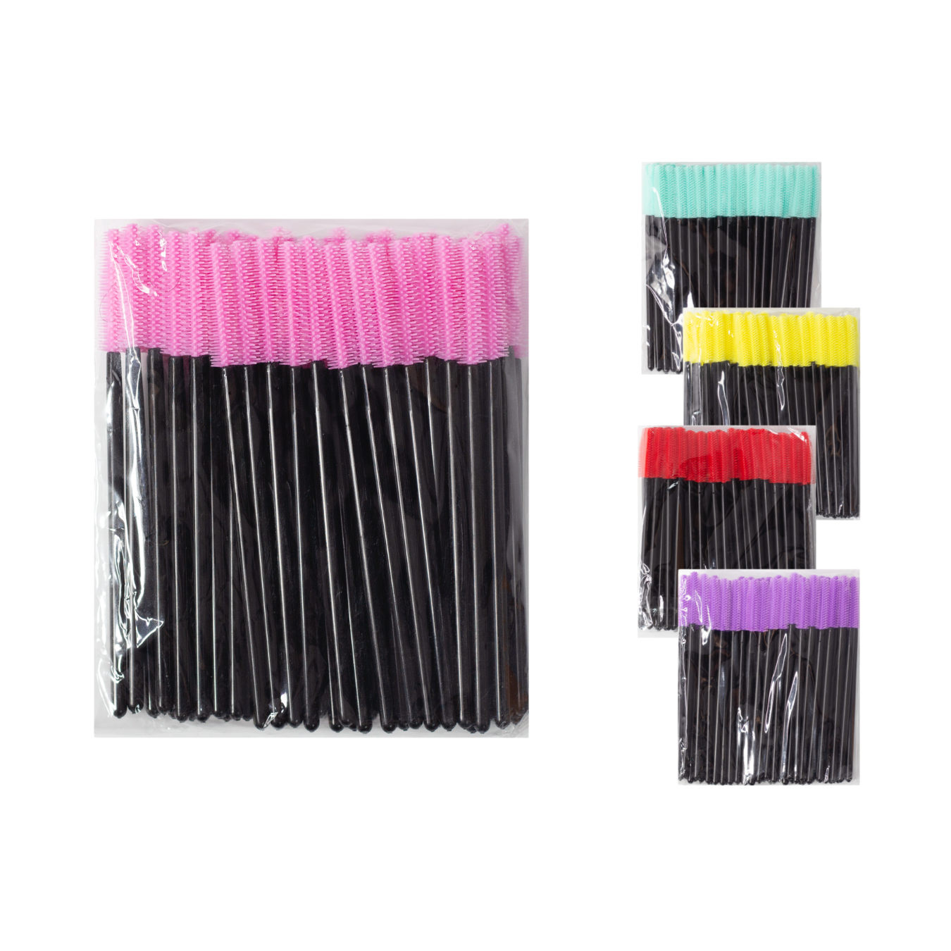 Pinceles de silicona, negro-rosa, pack. 50 pcs