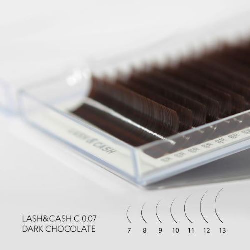 LASH&CASH, Pestañas CHOCOLATE OSCURO, mezcla 28 líneas (C, 0,07, mezcla (5-8))