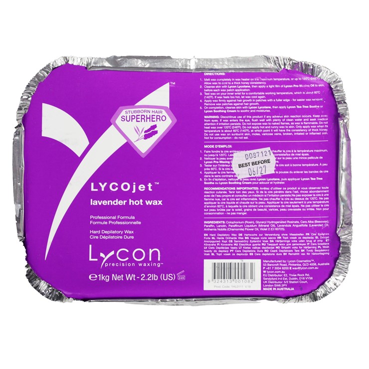 Lycon Lycojet cera caliente con lavanda y manzanilla y cera corporal de lavanda 1 kg