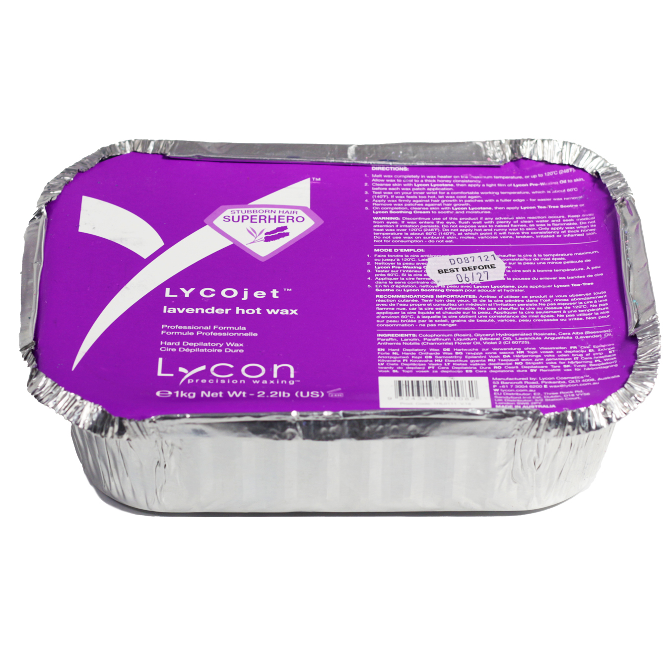 Lycon Lycojet гарячий віск з лавандою та ромашкою та тіла lavender 1 кг