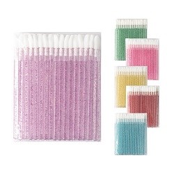 Eyelash applicators (macrobrush), lilac with glitter, 50 pcs.