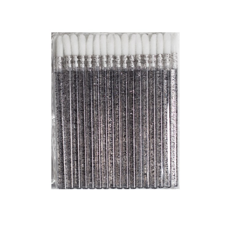 Eyelash cleaner applicators (macrobrush), black with glitter, 50 pcs.