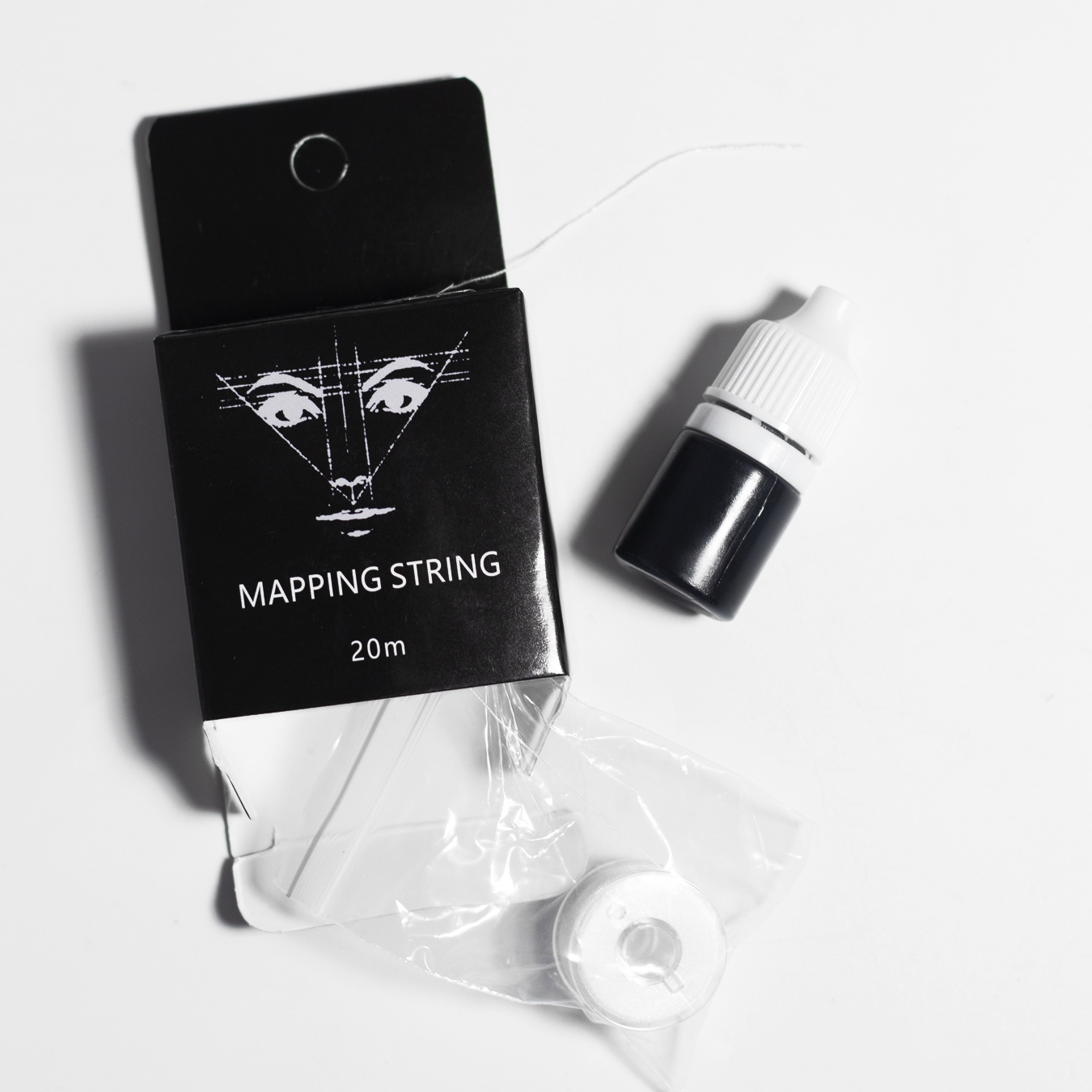 Нитка для розмітки 20 метрів, комплект з чорним барвником