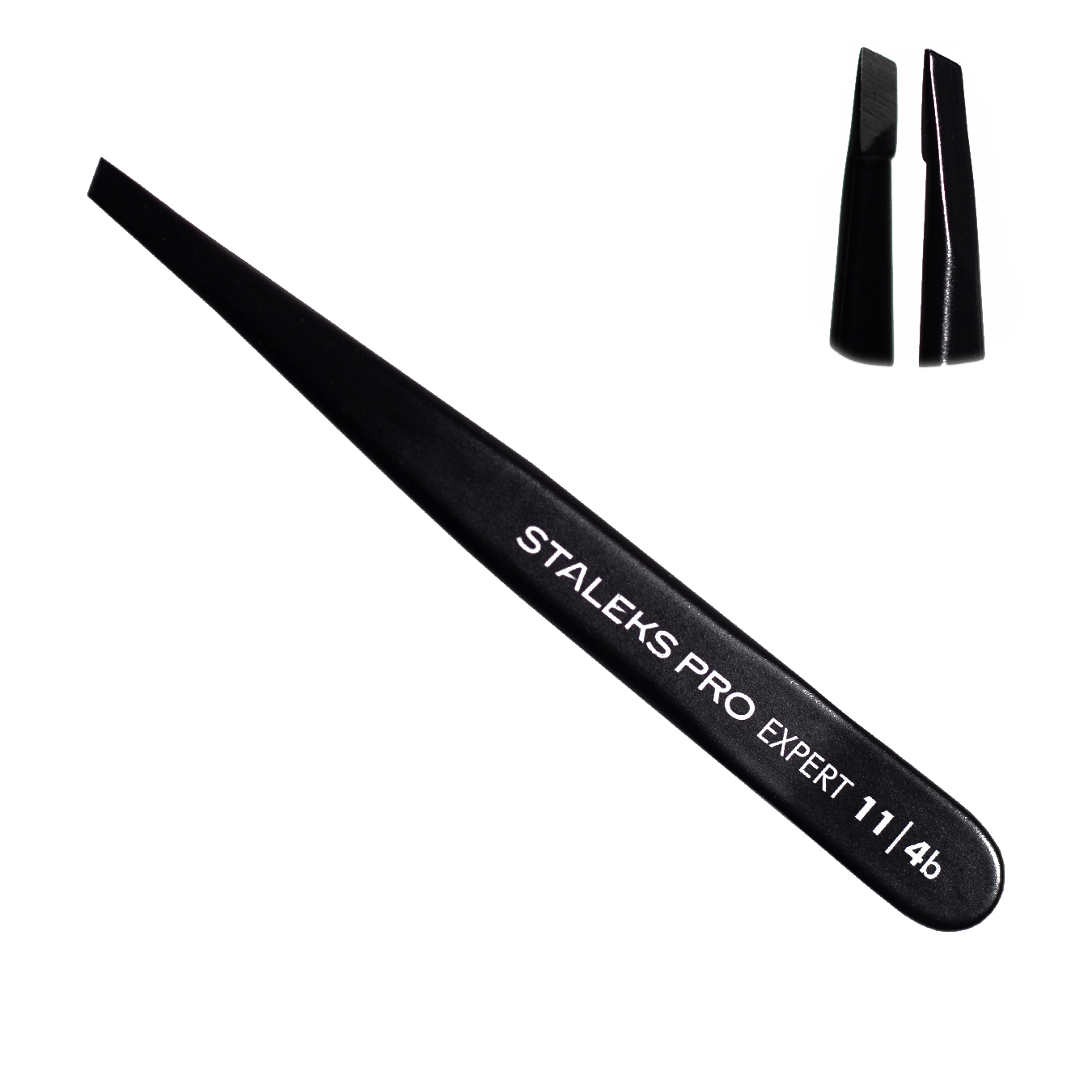Staleks пинцет для бровей Expert 11/4 скошенный черный