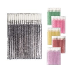 Eyelash applicators (macrobrush), black with glitter, 50 pcs.