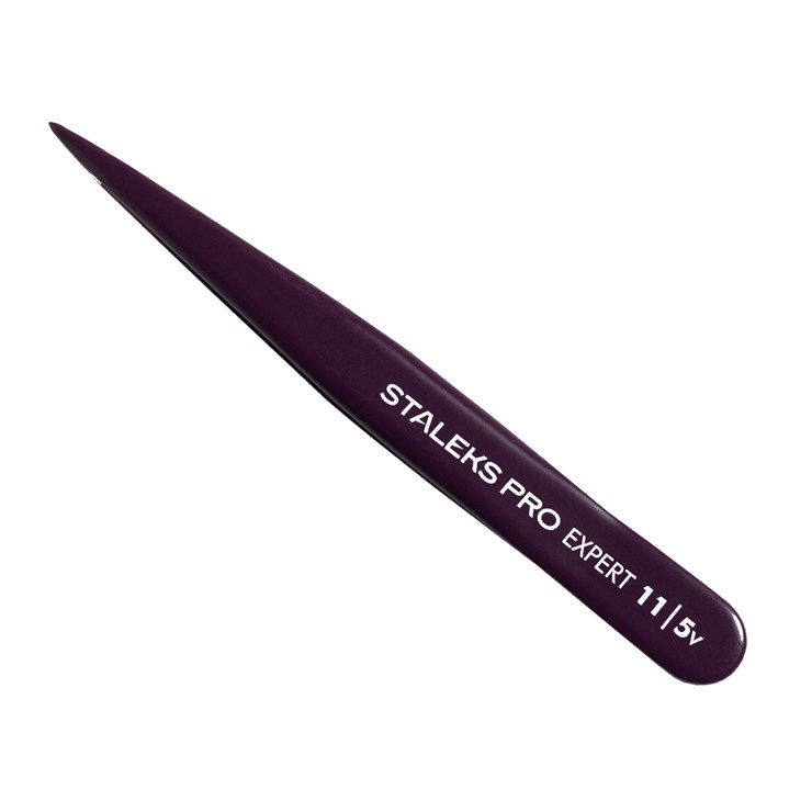 Staleks пинцет для бровей Expert 11/5 точечный фиолетовый