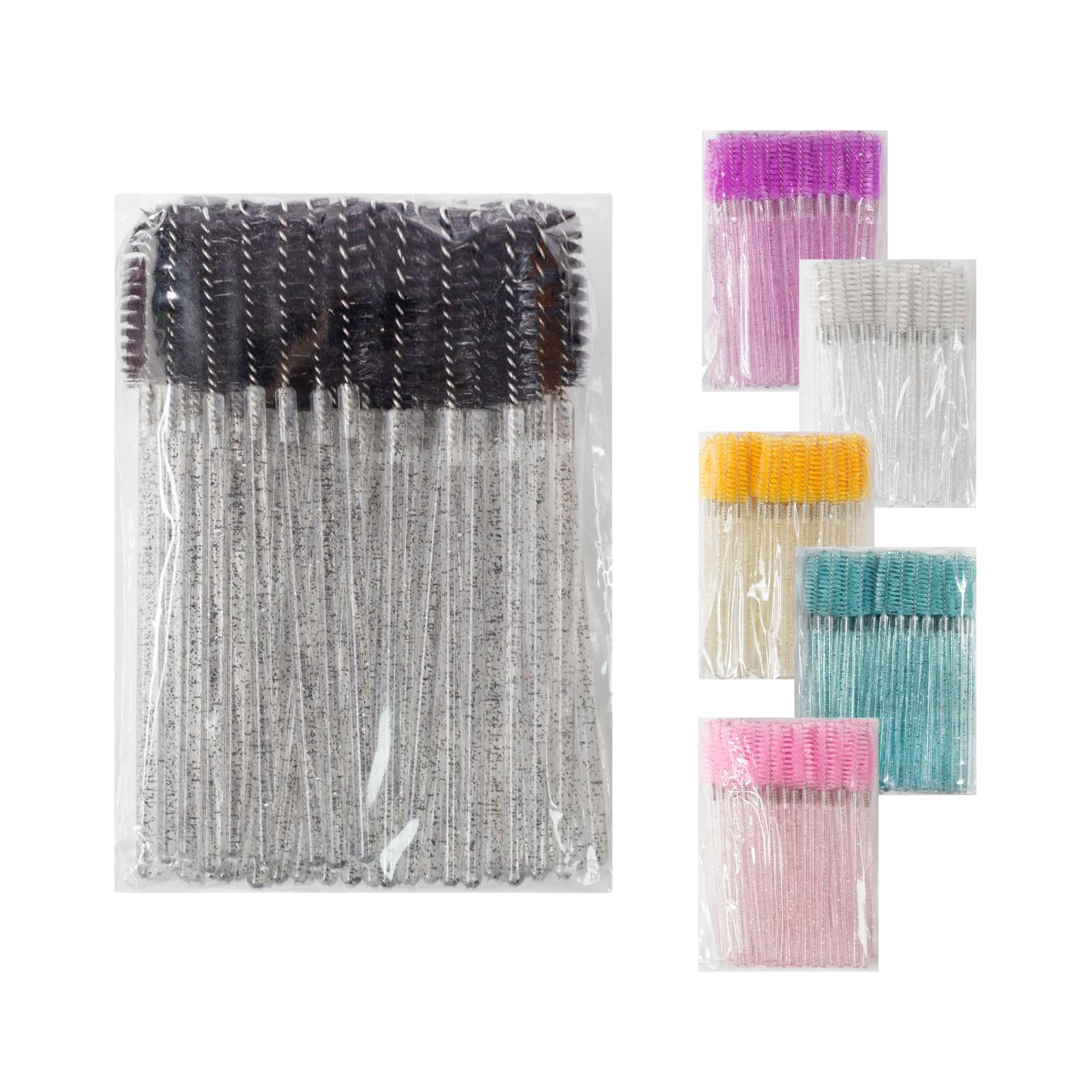 Pinceles de nylon con purpurina, negro, 1 ud. 50 uds.