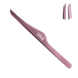 ZOLA Пінцет скошений професійний для брів LIGHT PINK
