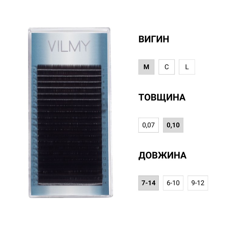 VILMY Ресницы CHOCOLATE 20 линий VIYA M, 0,10, mix (7-14)