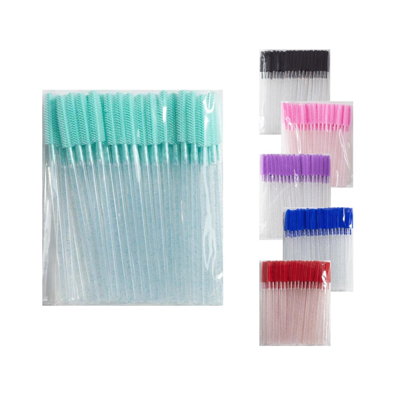 Щіточки силіконові м'ятні зі бірюзовими блискітками, уп. 50 шт