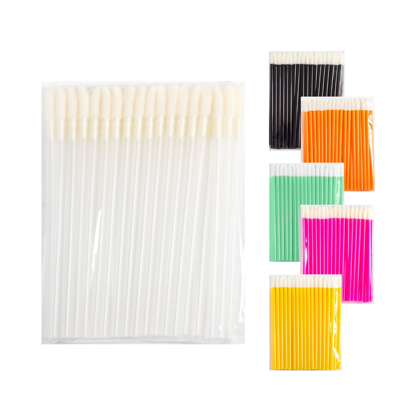 Аплікатори (макробраші) для очищення вій 50 шт, прозорі безбарвні прозорі