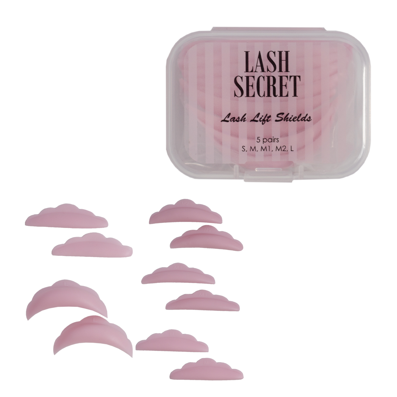 LASH SECRET Zestaw różowych lokówek 5 par (S, M, M1, M2, L)