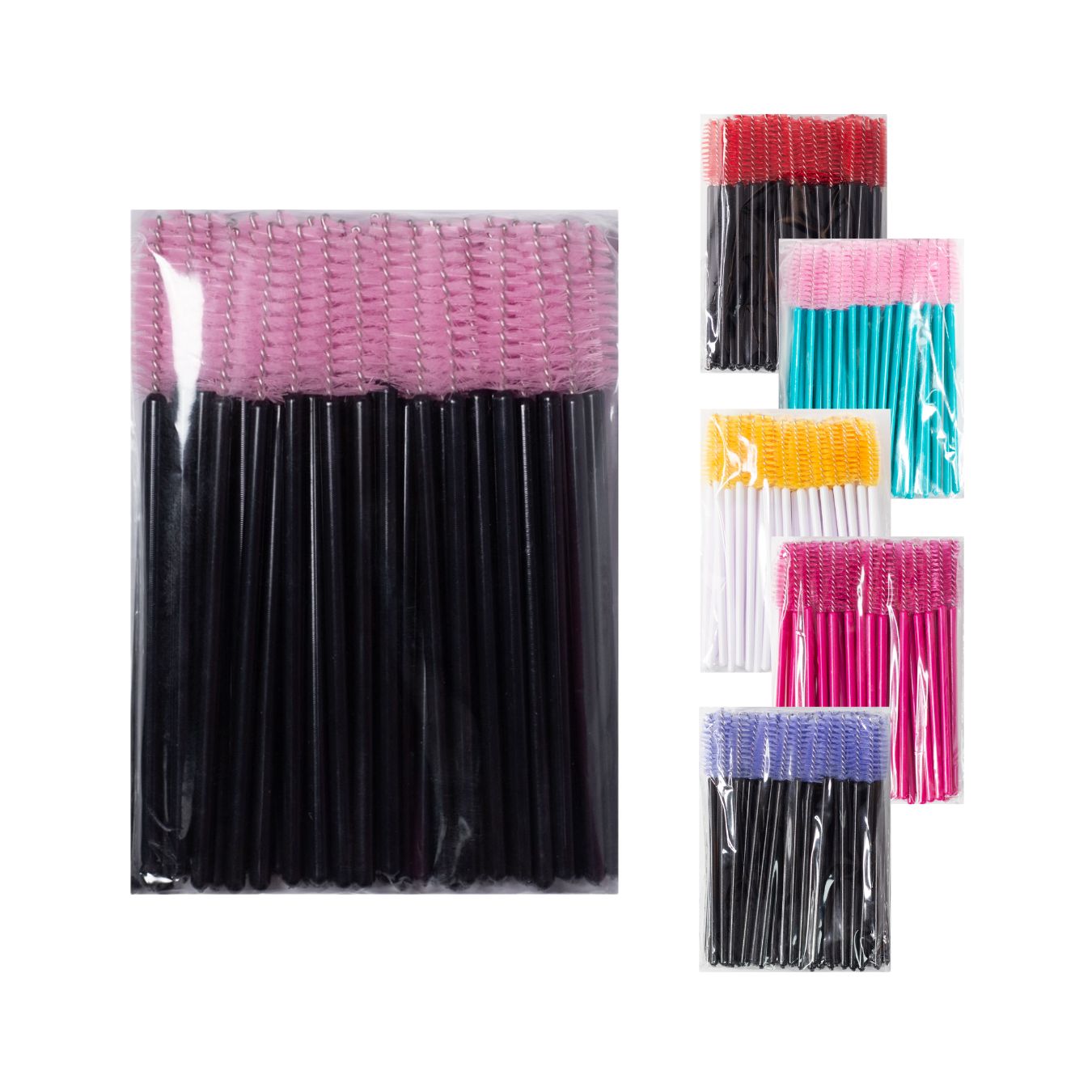 Щіточки нейлонові, чорний-рожевий, уп. 50 шт