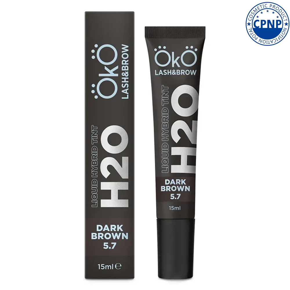 OKO Eyebrow and Lash Coloring Liquid Hybrid Tint H2O Dark Brown 5.7, 15g (0.53oz)
