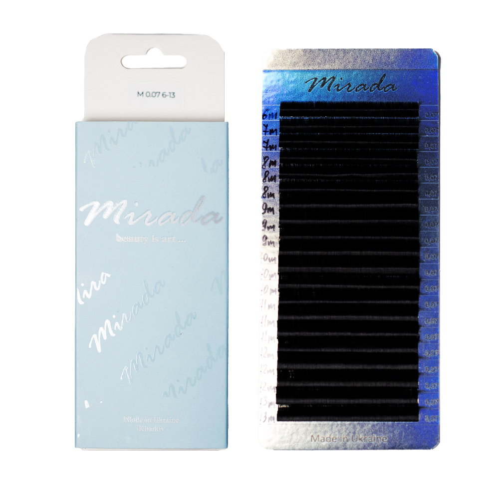 MIRADA Вії чорні, mix 20 ліній M, 0.07, (6-13)