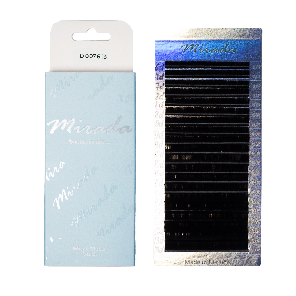 MIRADA Ресницы чёрные, микс 20 линий D, 0.07, (6-13)