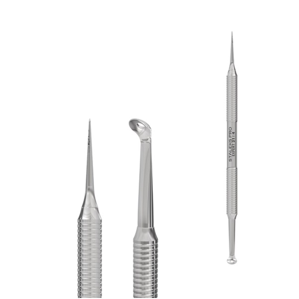 STALEKS Косметологічна ложка двостороння EXPERT 21 TYPE 4 (Уно зі збільшеним розміром отвору та голка Відаля)