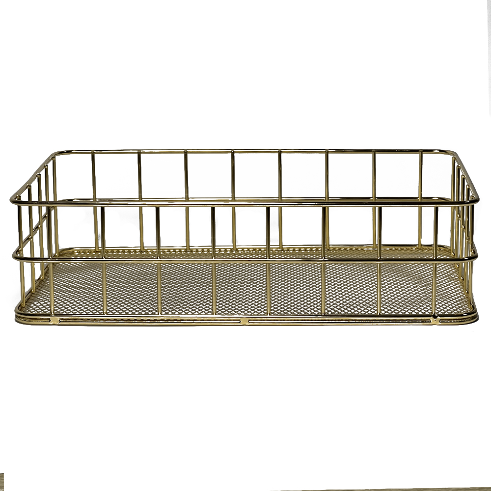 Органайзер для косметики кошик, металевий, золотий, 24x16,5x6,5 см