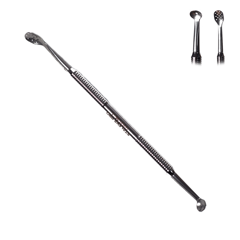 STALEKS Косметологічна ложка двостороння EXPERT 20 TYPE 1 (Уно та овальна шумівка на 15 отворів)